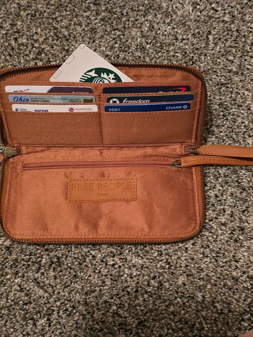 NWOT Free People Distressed Vegan Wallet Brown Boho Wristlet Clutch